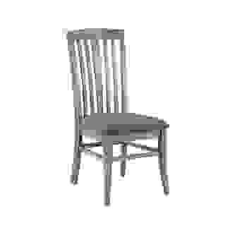 Slate Grey Painted Finish Slatted Back Dining Chair With Charcoal Fabric Seats 